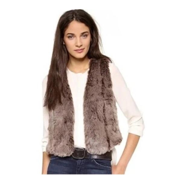 Madewell Vest Faux Fur Women’s Medium Brown Cropped Fall Classic Fluffy - Picture 3 of 4